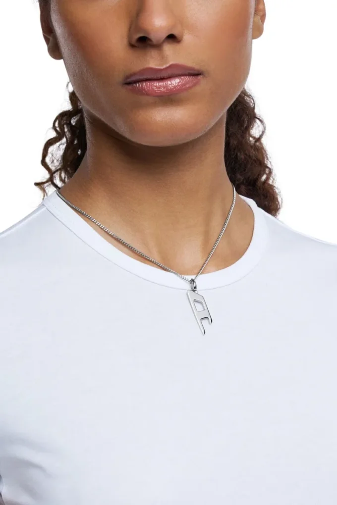 dx1625040 bijoux Collier pendentif en acier inoxydable avec logo D