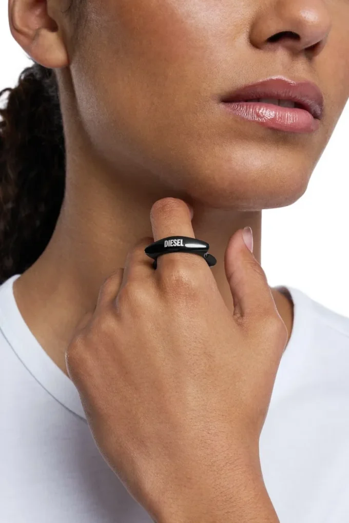 dx1632001 bijoux Bague bande en acier inoxydable noir