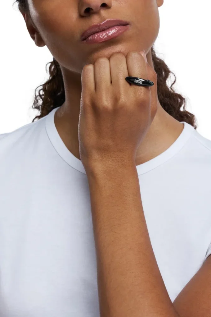 dx1632001 bijoux Bague bande en acier inoxydable noir
