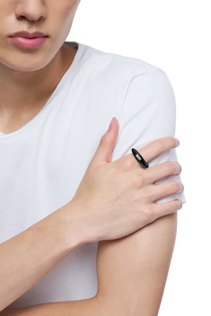 dx1632001 bijoux Bague bande en acier inoxydable noir