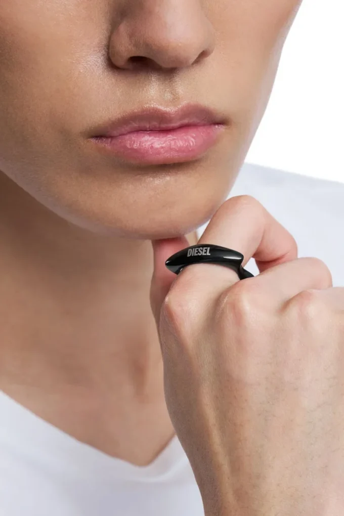 dx1632001 bijoux Bague bande en acier inoxydable noir