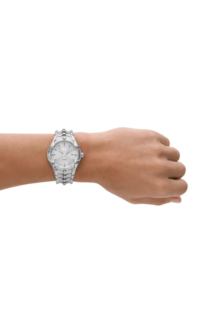 dz2185 Vert Montre en acier inoxydable à trois aiguilles et date