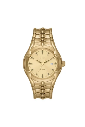 dz2186 Montre Vert à trois aiguilles et date en acier inoxydable doré