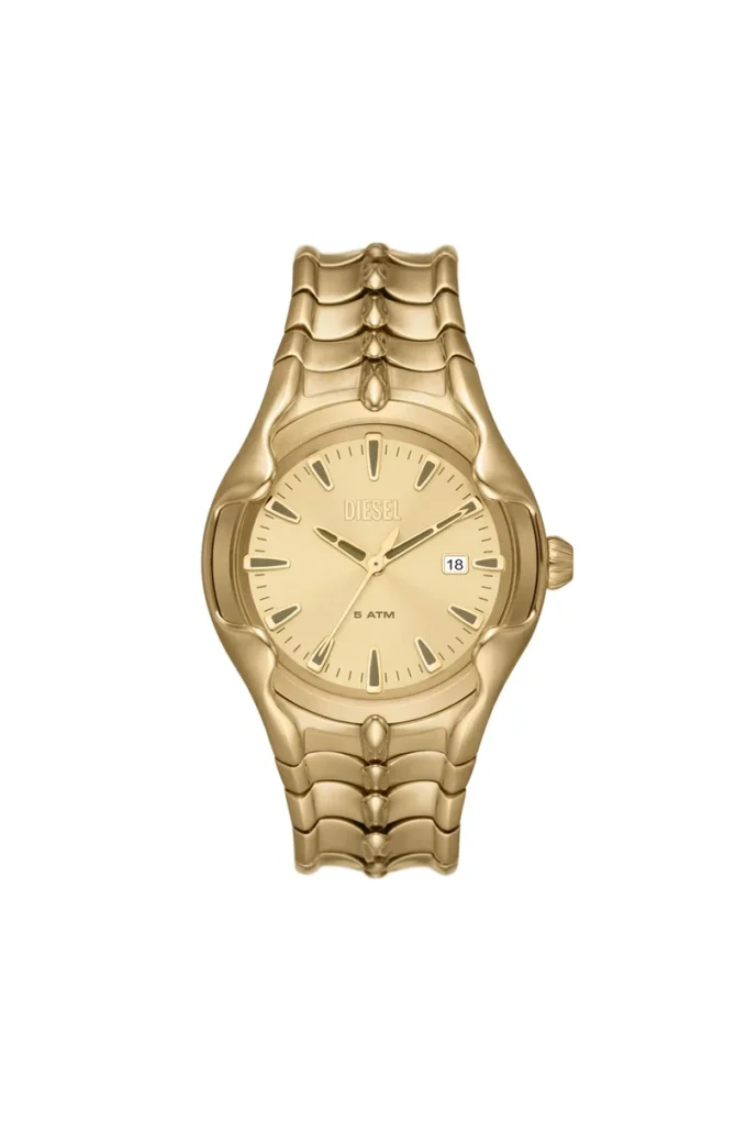 dz2186 Montre Vert à trois aiguilles et date en acier inoxydable doré