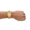 dz2186 Montre Vert à trois aiguilles et date en acier inoxydable doré