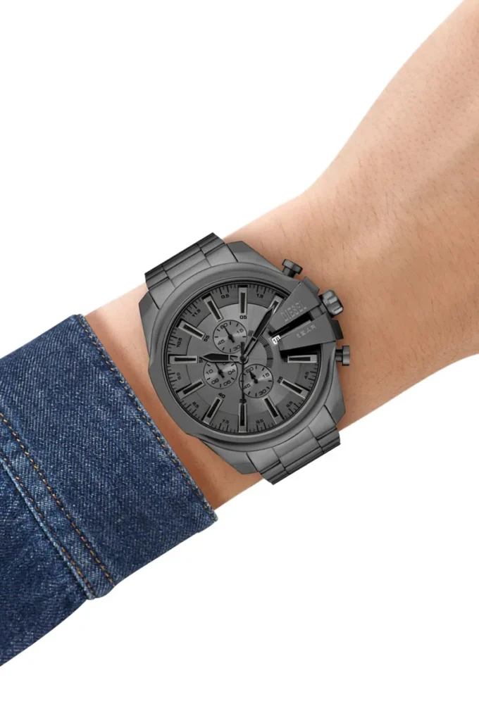 dz4676 Montre Diesel Mega Chief Slim Chronograph en acier inoxydable gris