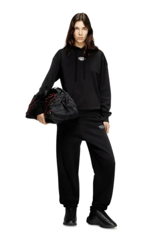 f-buxt-hood-od Sweat à capuche avec logo Oval D effet métallisé