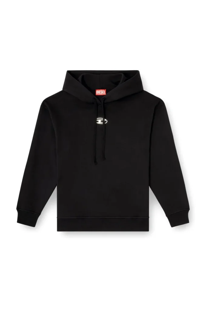 f-buxt-hood-od Sweat à capuche avec logo Oval D effet métallisé