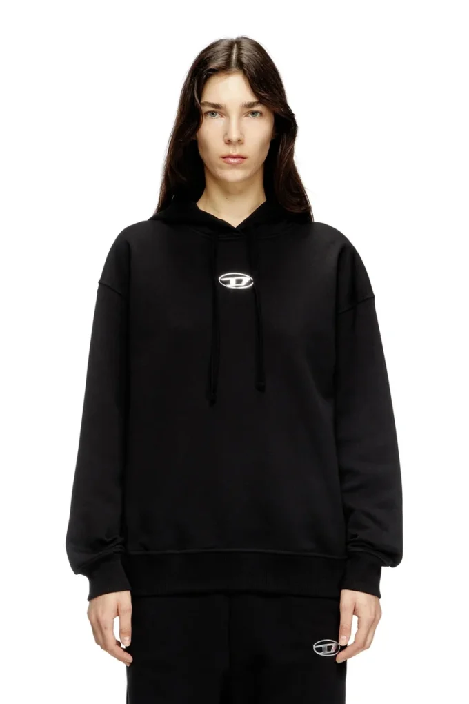f-buxt-hood-od Sweat à capuche avec logo Oval D effet métallisé