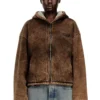 f-ella Sweat à capuche zippé délavé à l&rsquo;acide avec doublure en peluche