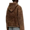 f-ella Sweat à capuche zippé délavé à l&rsquo;acide avec doublure en peluche