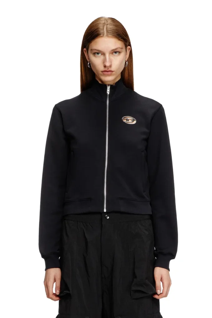 f-flacin Sweat-shirt zippé avec logo ajouré
