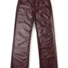 fr-p-lain Pantalon bordeaux en tissu enduit