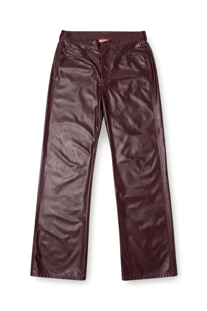 fr-p-lain Pantalon bordeaux en tissu enduit
