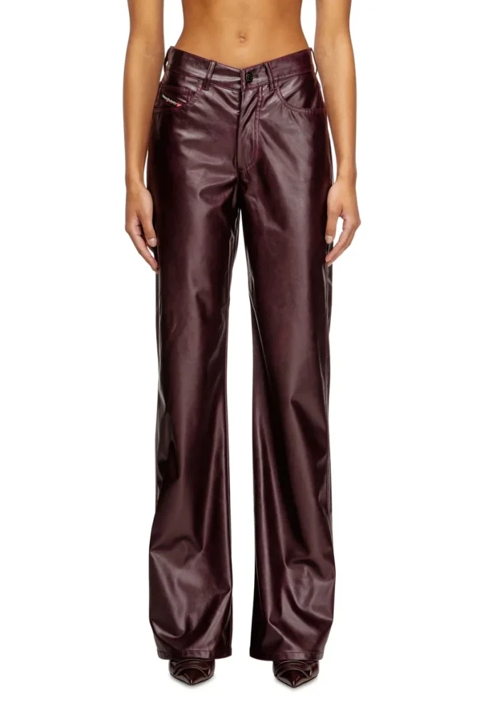fr-p-lain Pantalon bordeaux en tissu enduit