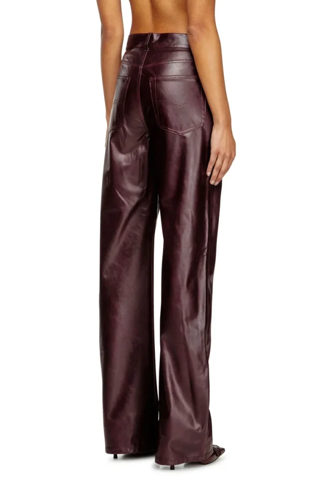 fr-p-lain Pantalon bordeaux en tissu enduit