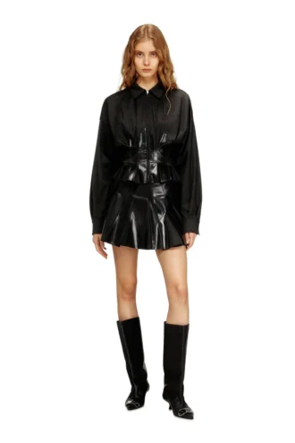 g-anbu Veste chemise ajustée à plis enduits