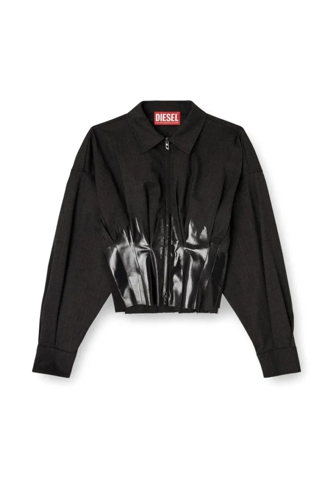 g-anbu Veste chemise ajustée à plis enduits