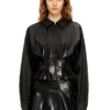 g-anbu Veste chemise ajustée à plis enduits