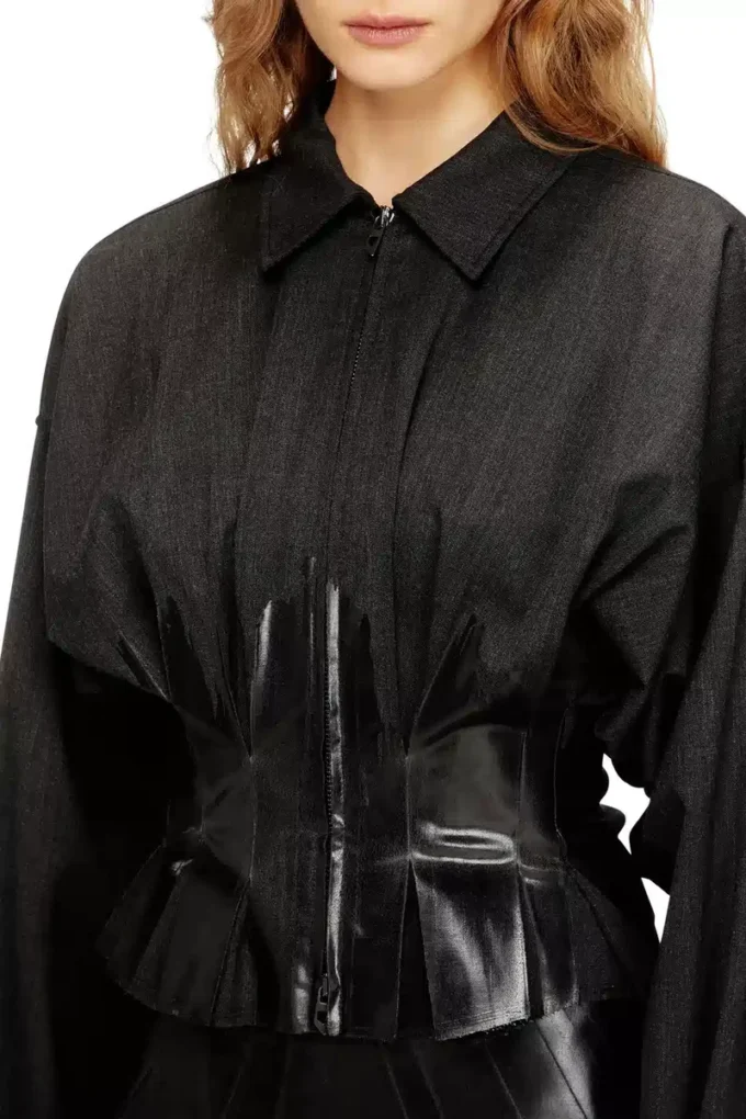 g-anbu Veste chemise ajustée à plis enduits