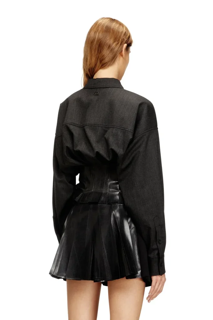 g-anbu Veste chemise ajustée à plis enduits