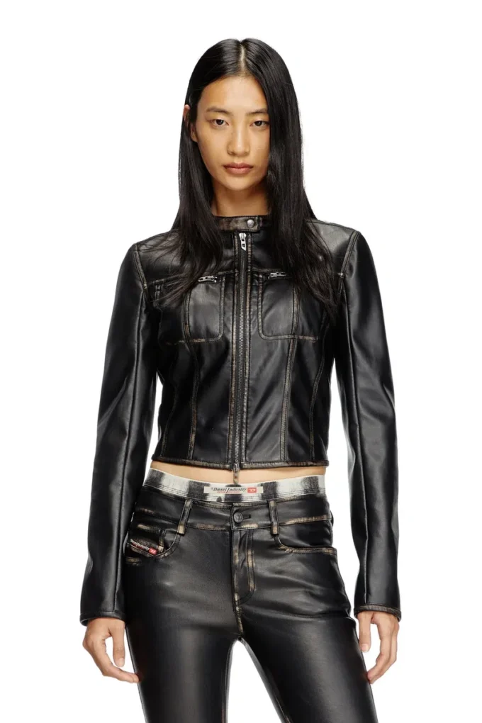 g-lobe Veste motard courte effet vieilli