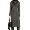 g-olden-long Manteau long coupe sablier avec capuche à col roulé en maille