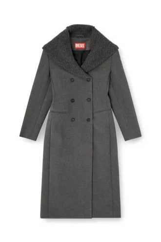 g-olden-long Manteau long coupe sablier avec capuche à col roulé en maille
