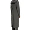 g-olden-long Manteau long coupe sablier avec capuche à col roulé en maille