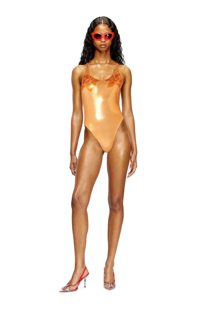 ivo_nny_swimsuit Maillot de bain métallisé avec imprimé lotus