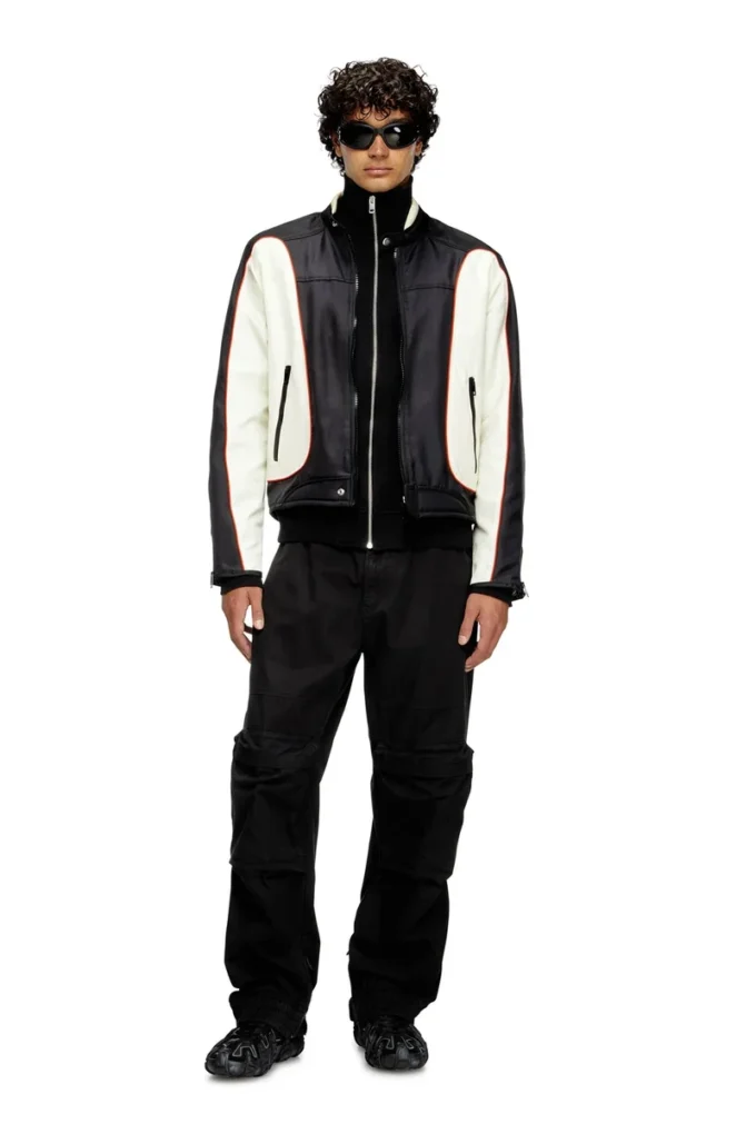 j-blink-a Veste motard color block avec passepoil