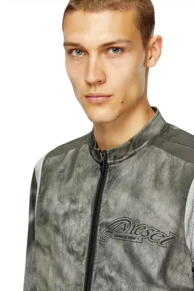 j-evert Blouson motard en toile imprimée
