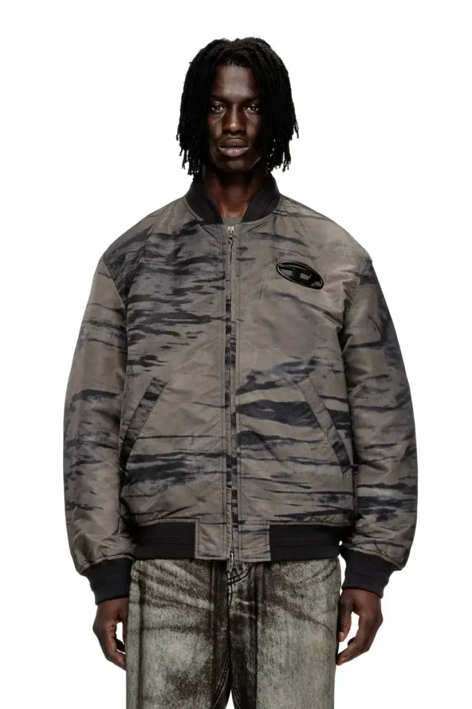 j-kepes-dlbz Blouson bomber rembourré en satin imprimé