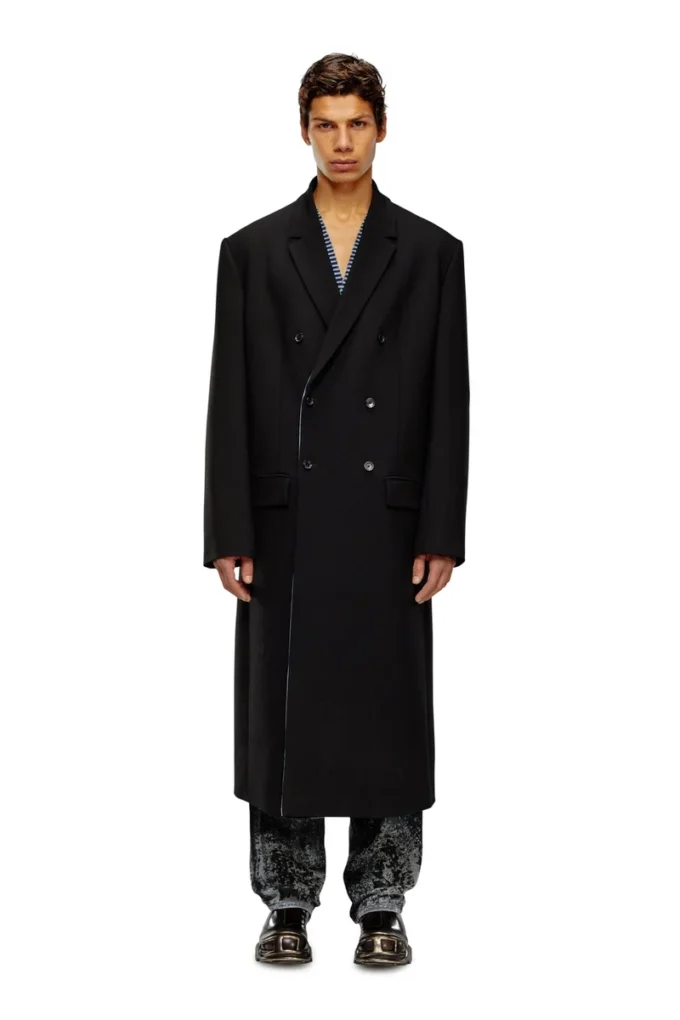 j-ritz Manteau long en laine cool avec détails en denim