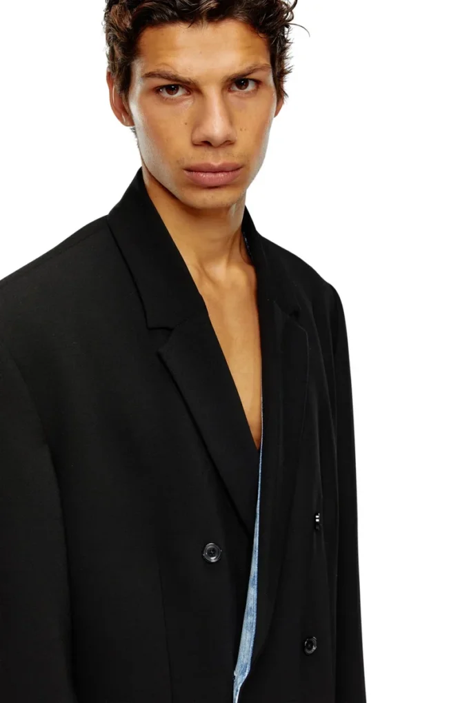 j-ritz Manteau long en laine cool avec détails en denim