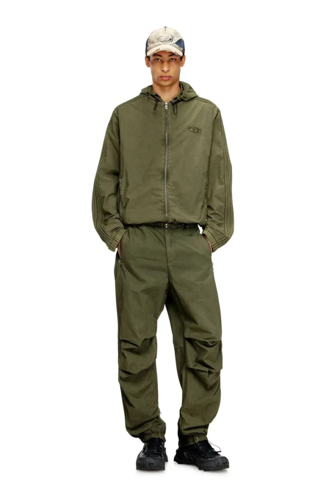 j-stitch Veste zippée à capuche en popeline de coton