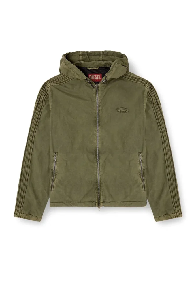 j-stitch Veste zippée à capuche en popeline de coton