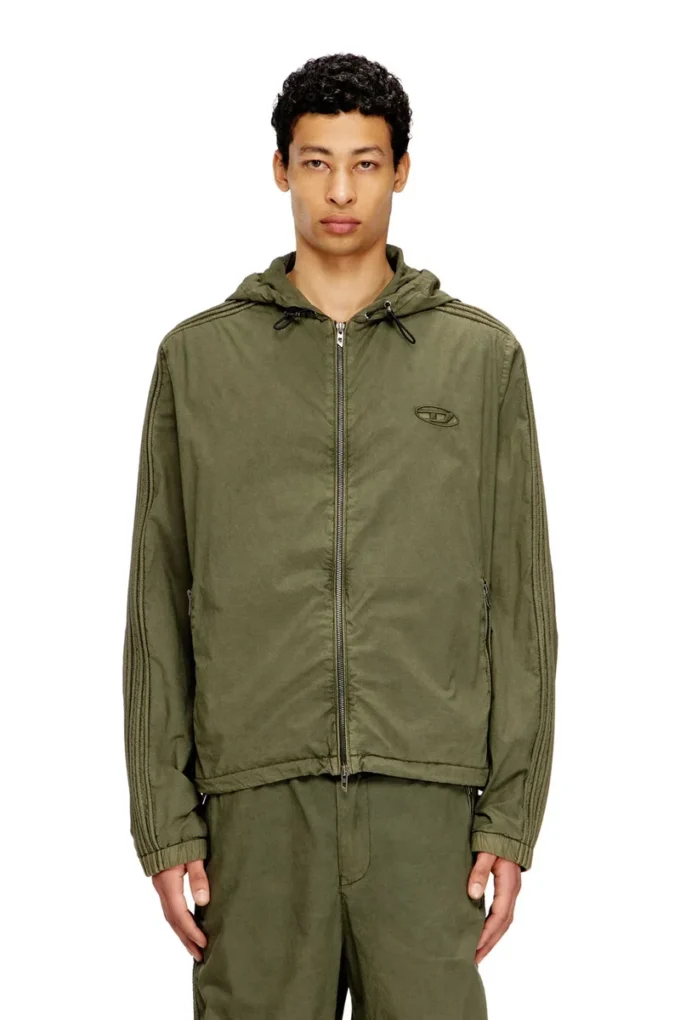 j-stitch Veste zippée à capuche en popeline de coton