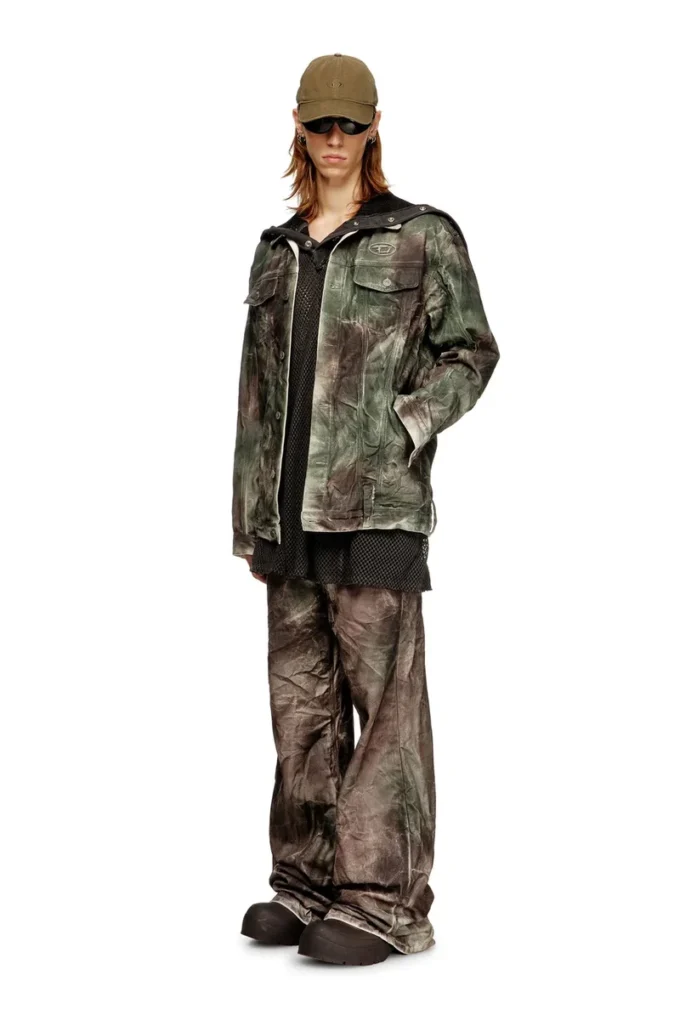 j-thug-jkt Veste trucker en toile camouflage froissée
