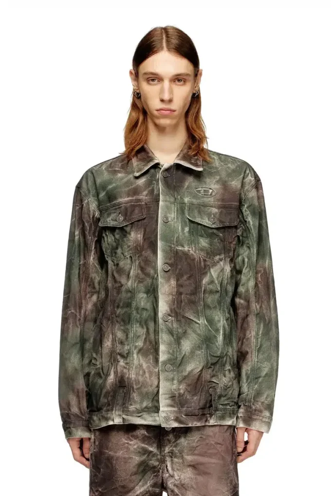 j-thug-jkt Veste trucker en toile camouflage froissée