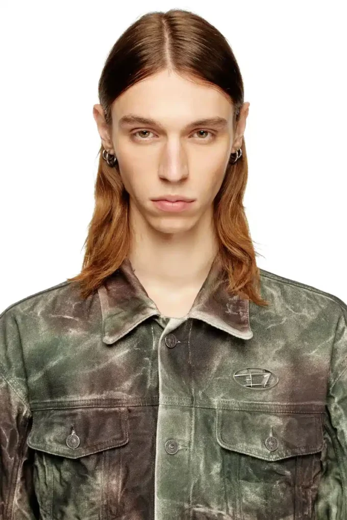 j-thug-jkt Veste trucker en toile camouflage froissée