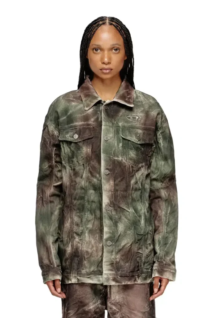 j-thug-jkt Veste trucker en toile camouflage froissée