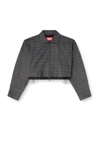 j-ting-fem Veste courte en laine mélangée Prince de Galles