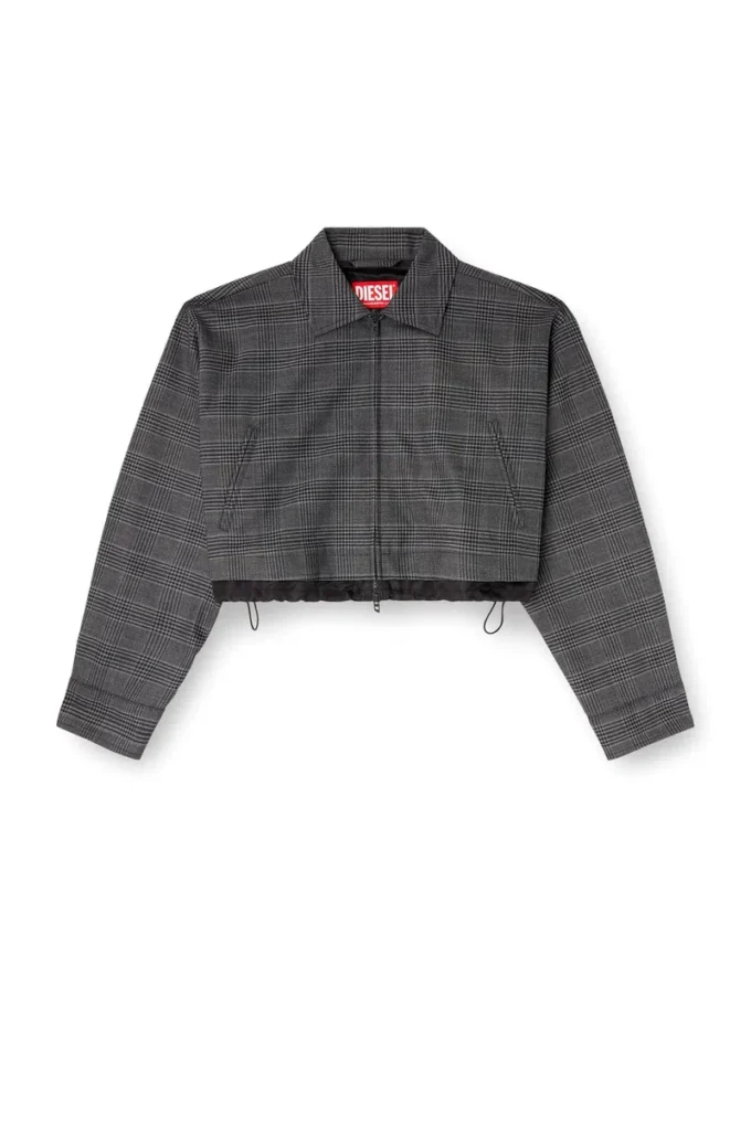 j-ting-fem Veste courte en laine mélangée Prince de Galles