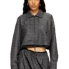 j-ting-fem Veste courte en laine mélangée Prince de Galles