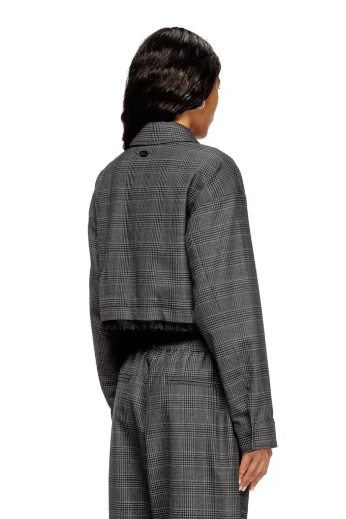 j-ting-fem Veste courte en laine mélangée Prince de Galles