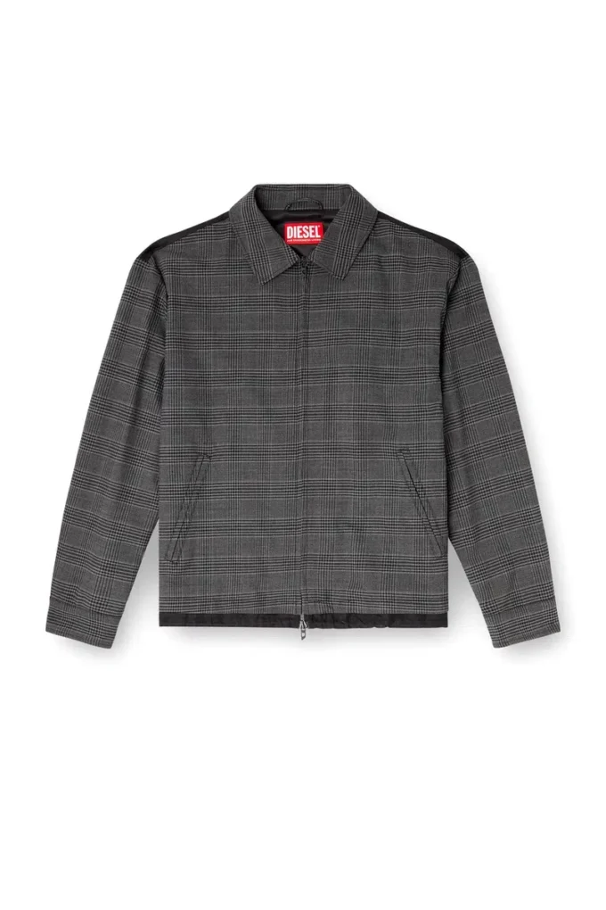 j-ting Veste coach en laine mélangée Prince de Galles et satin
