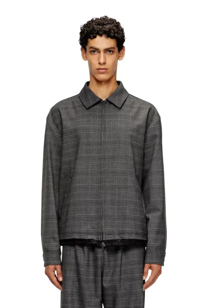 j-ting Veste coach en laine mélangée Prince de Galles et satin
