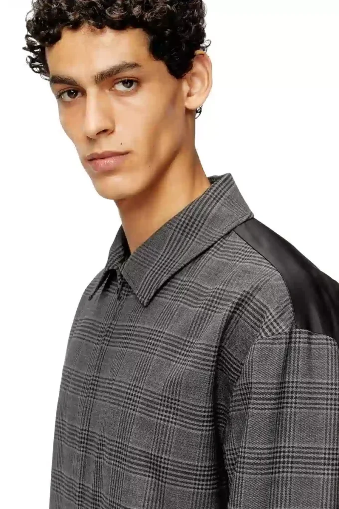 j-ting Veste coach en laine mélangée Prince de Galles et satin