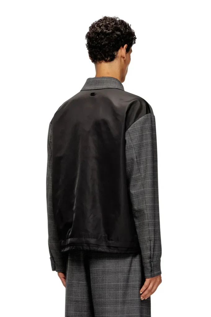 j-ting Veste coach en laine mélangée Prince de Galles et satin